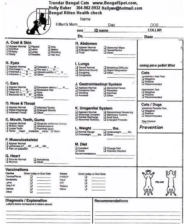 A sheet of paper with various medical information.